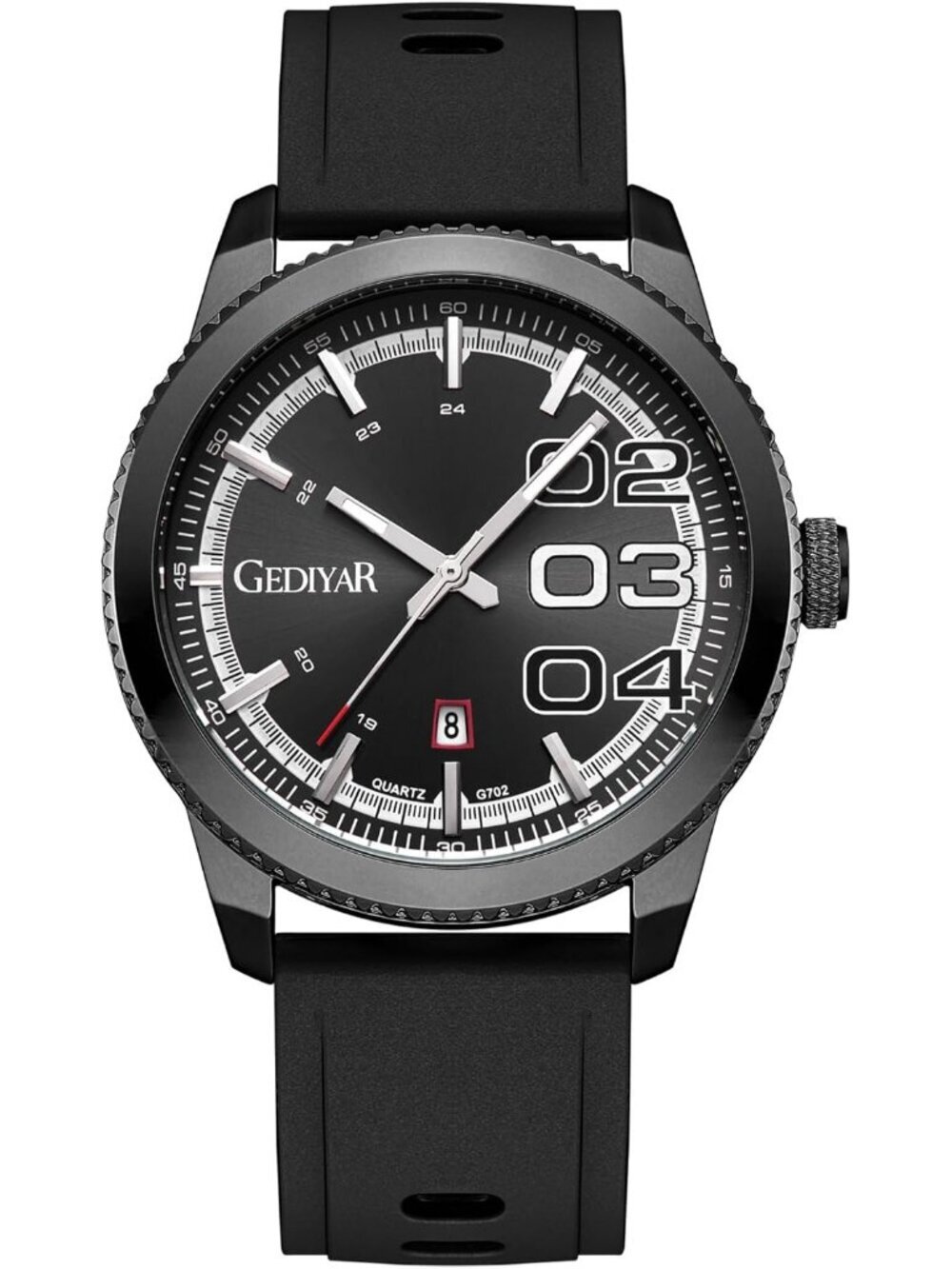 Men's Black Analog Quartz Silicone Band Waterproof Luminous Sport Wrist Watch